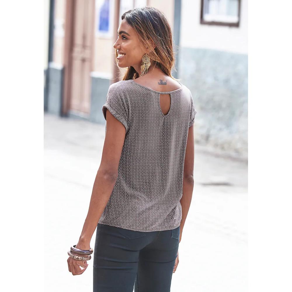 LASCANA Kurzarmshirt »mit Modischem Cut-Out« (2er-Pack) Aus Weichem Viskose-Stretch