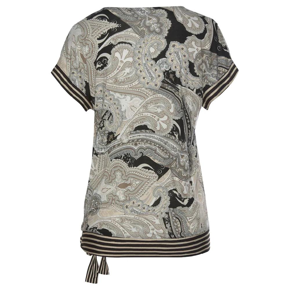 LASCANA Kurzarmshirt Mit Paisleyprint Und Schleifendetail V-Ausschnitt Blusenshirt