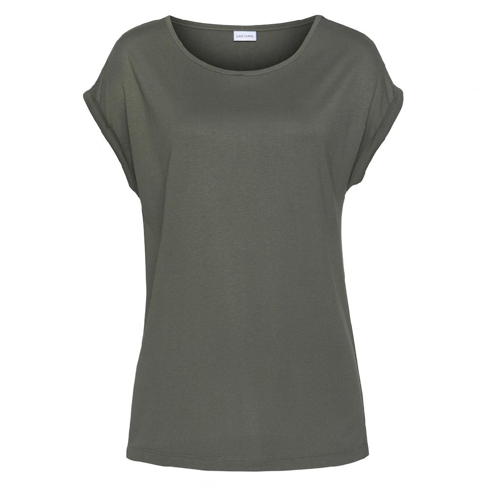 LASCANA Kurzarmshirt Mit Rundhalsausschnitt Jerseyware Ärmelaufschlag Basic