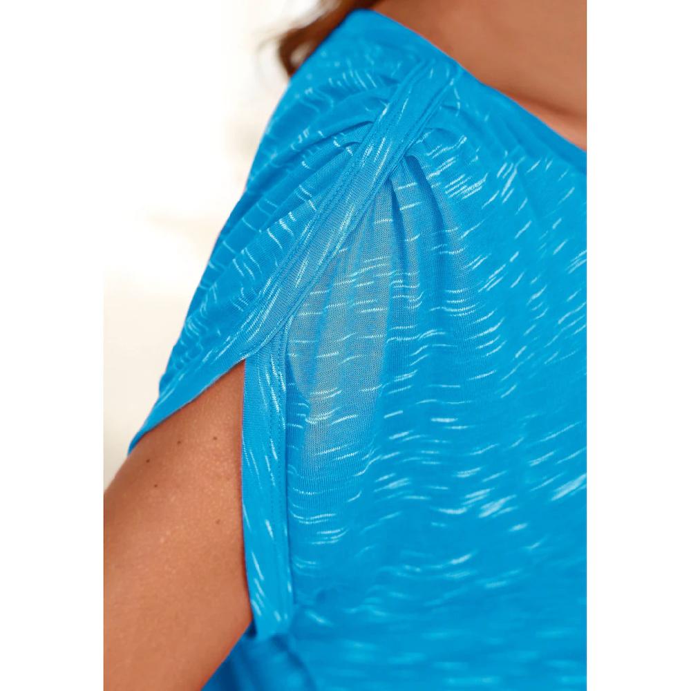 LASCANA Kurzarmshirt »mit Schulterraffung« Aus Weicher Viskose-Qualität