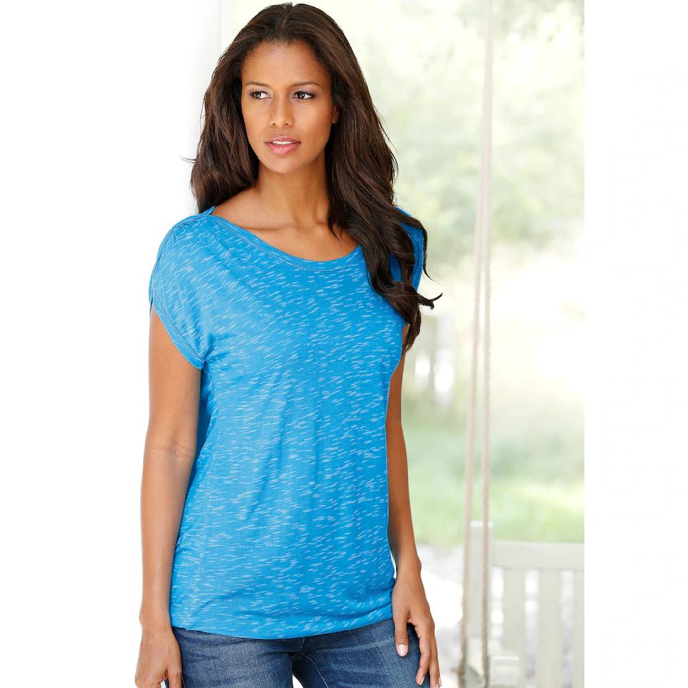 LASCANA Kurzarmshirt »mit Schulterraffung« aus weicher Viskose-Qualität