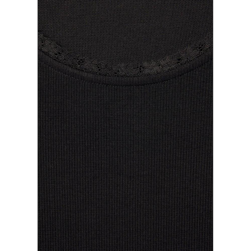 LASCANA Kurzarmshirt »mit Zarter Spitze Am Ausschnitt« Aus Weicher Viskose-Ripp-Qualität