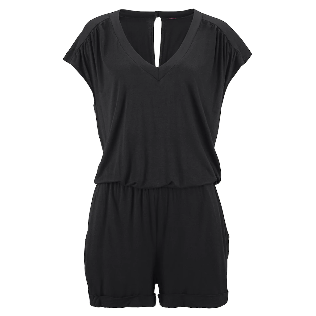 LASCANA Kurzoverall Mit V-Ausschnitt Elastischer Jumpsuit Mit Taschen