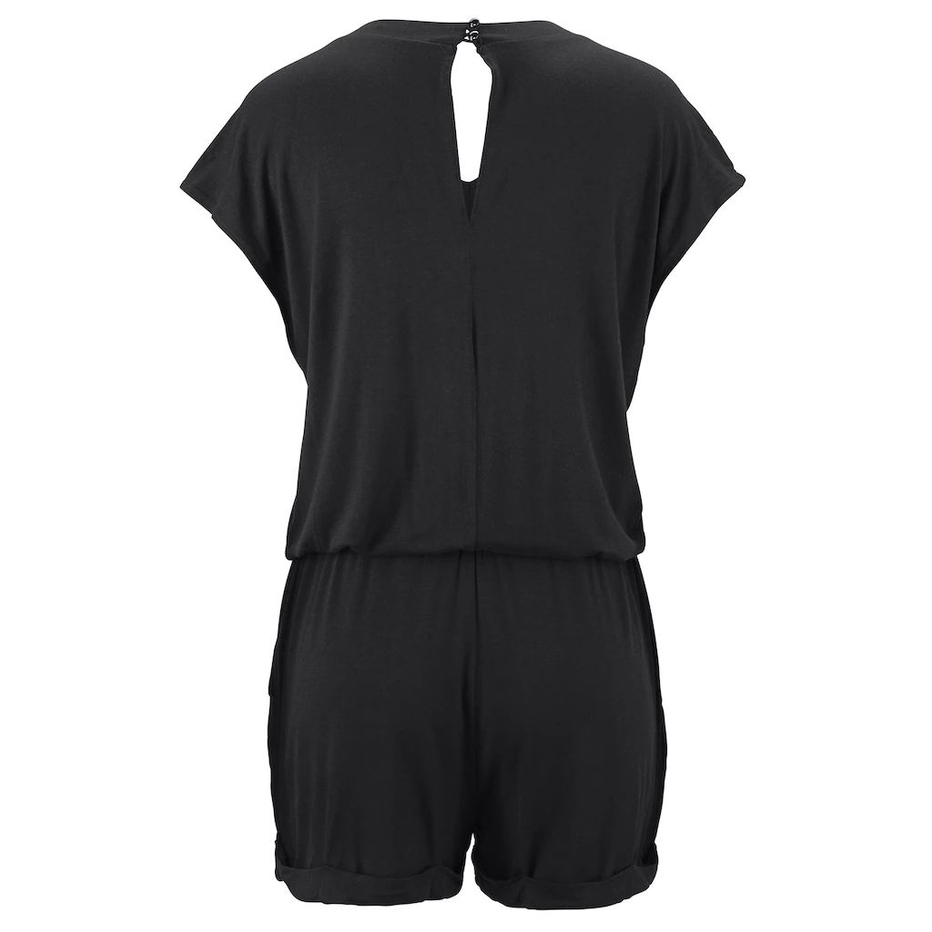 LASCANA Kurzoverall Mit V-Ausschnitt Elastischer Jumpsuit Mit Taschen