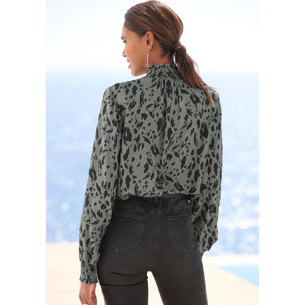 LASCANA Langarmbluse Mit Animalprint Leo-Optik Elegante Druckbluse Modisch