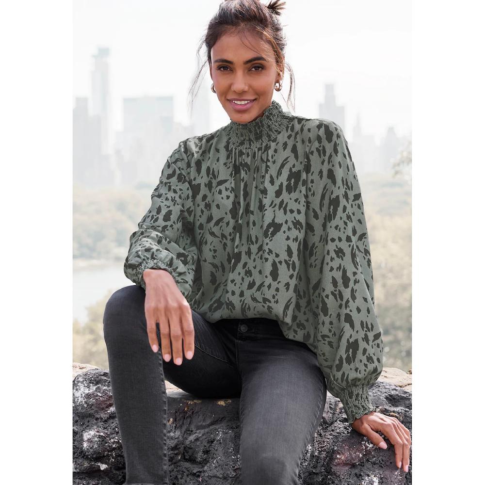 LASCANA Langarmbluse mit Animalprint Leo-Optik elegante Druckbluse modisch