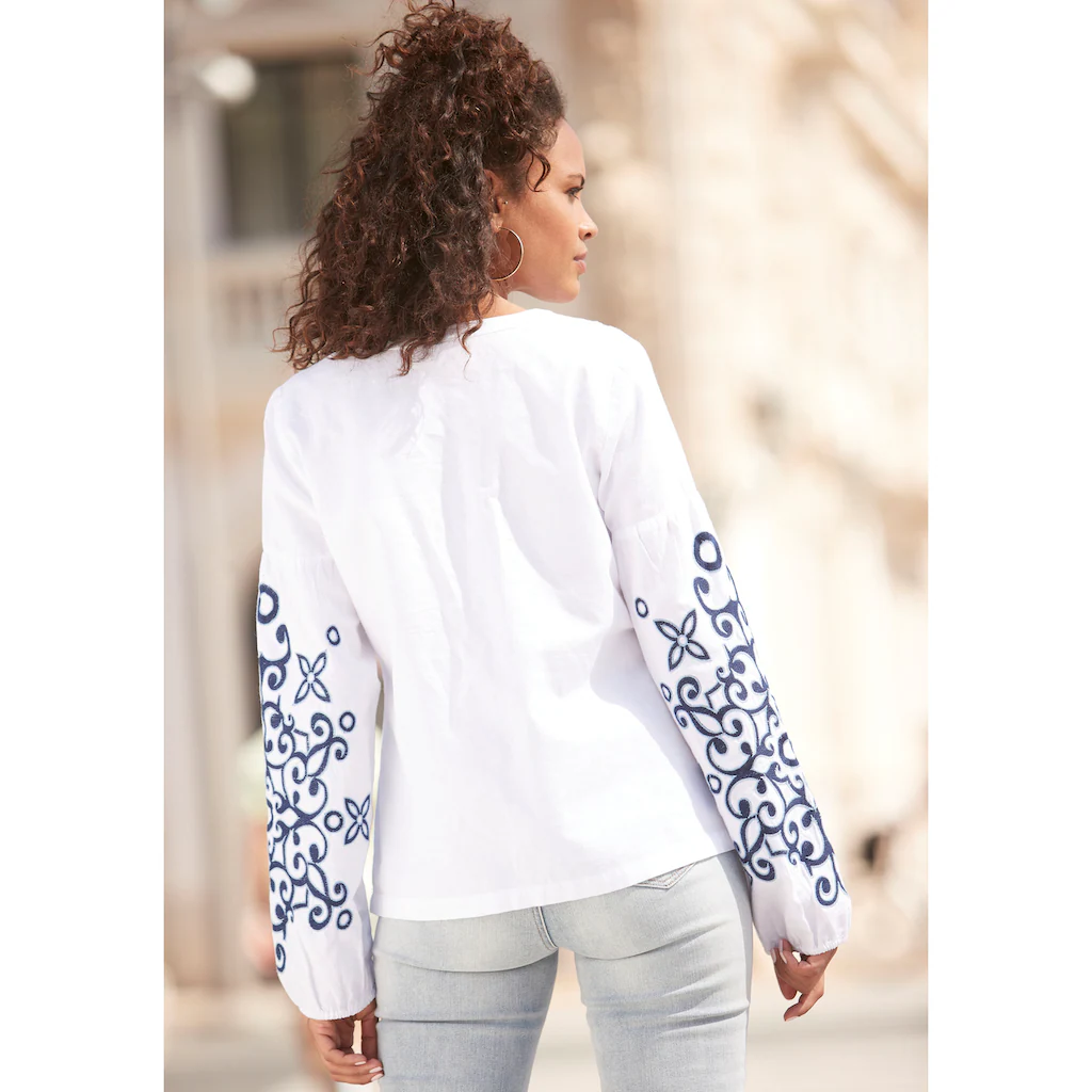 LASCANA Langarmbluse Mit Aufwendiger Stickerei Damenbluse Tunika