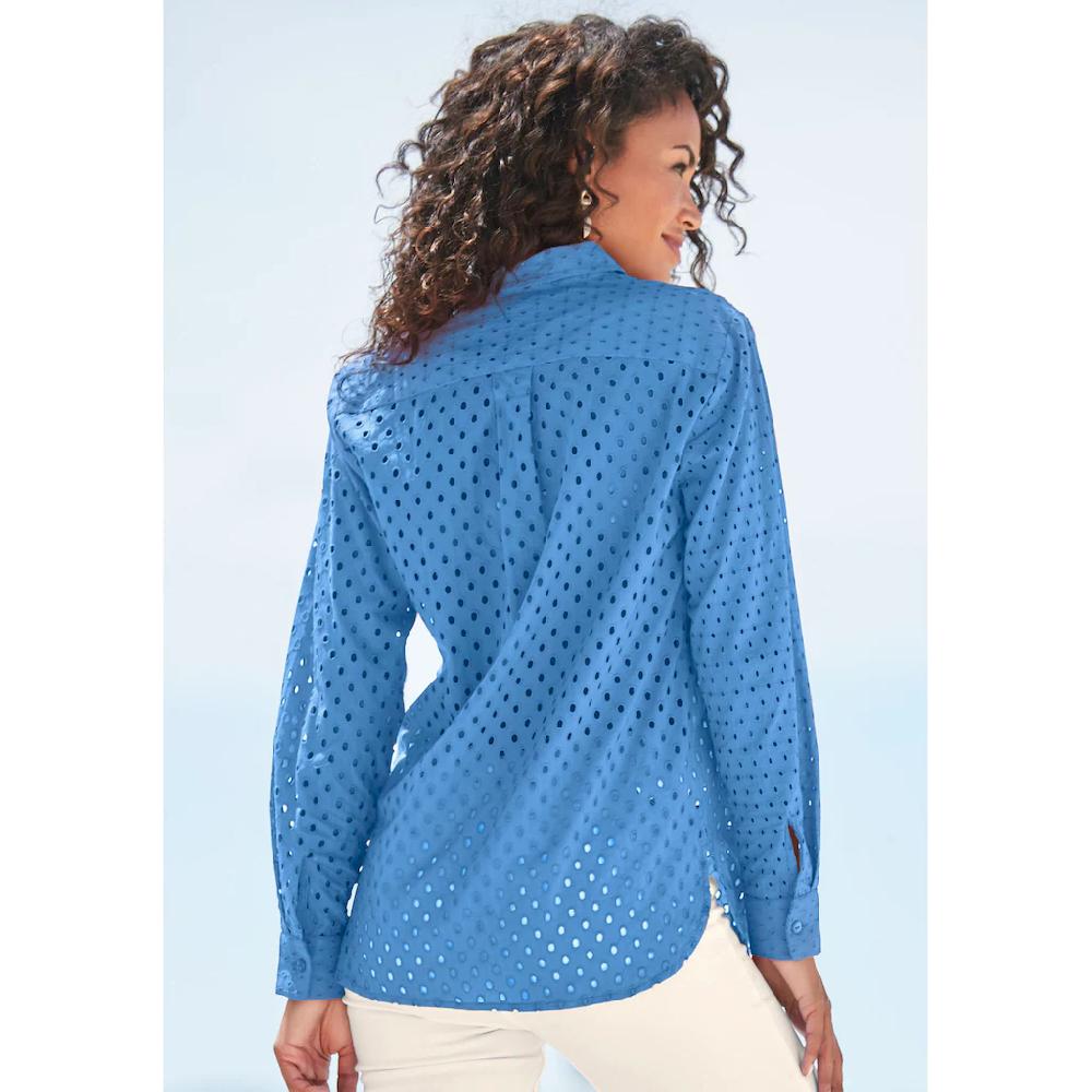 LASCANA Langarmbluse Mit Lochmuster Und Blusenkragen Damenbluse Casual-elegant