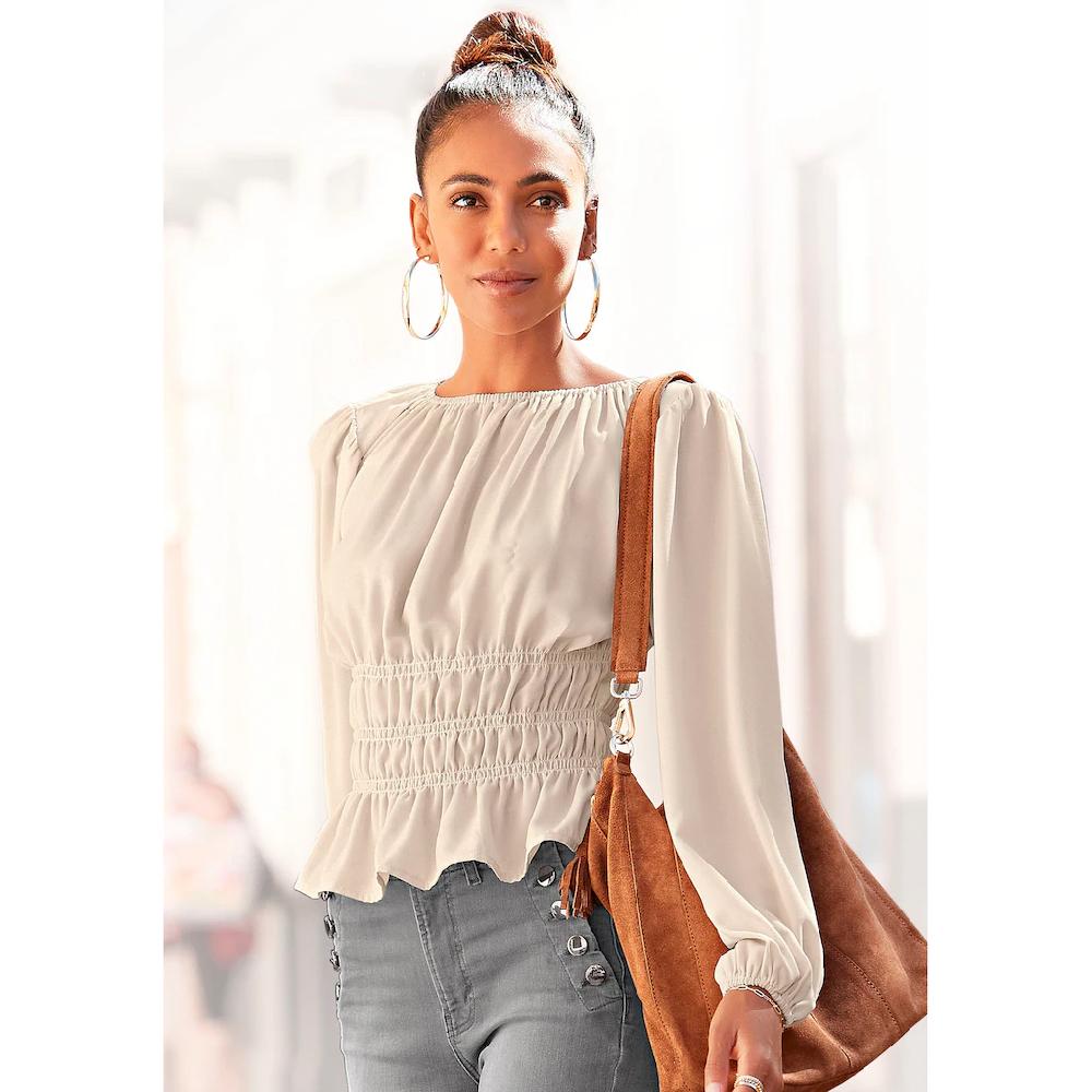 LASCANA Langarmbluse mit modischen Raffungen elegante Damenbluse festlich