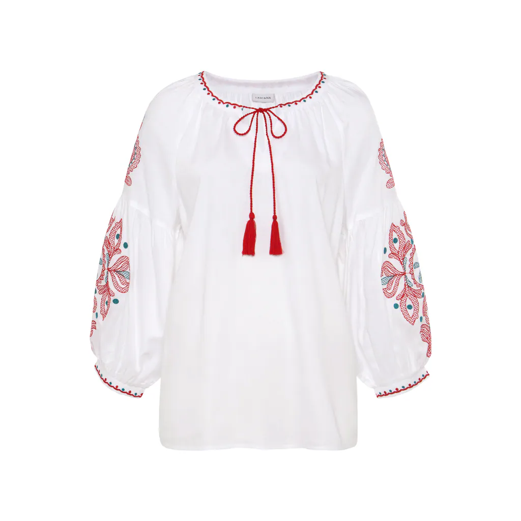 LASCANA Langarmbluse Mit Stickerei Damenbluse Tunika Boho-Style