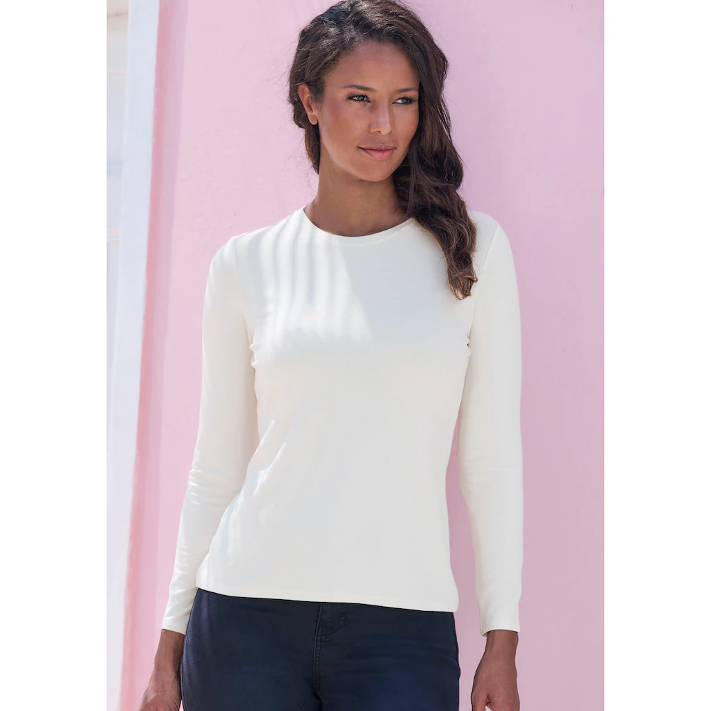 LASCANA Langarmshirt »aus Weichem Viskose-Stretch« (2er-Pack)