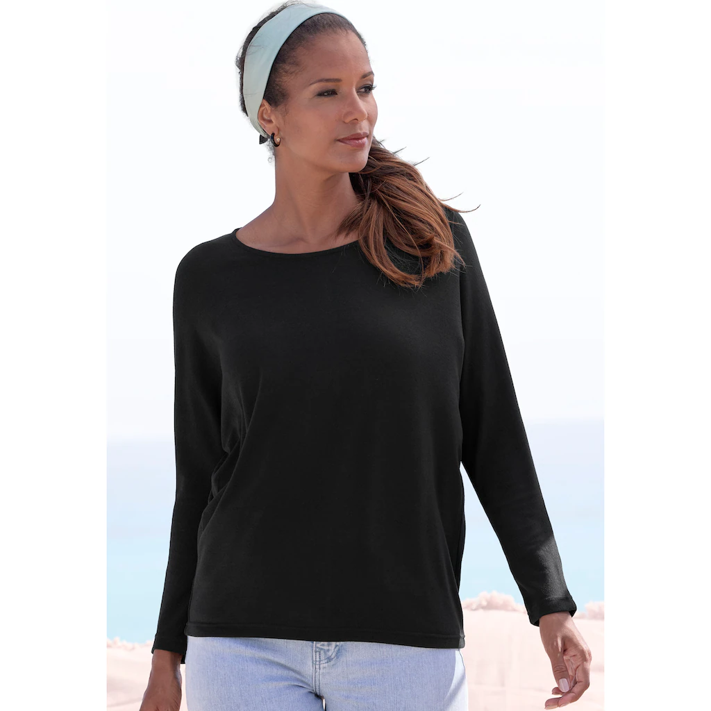 LASCANA Langarmshirt »mit Fledermausärmeln« aus weichem Viskose-Feinstrick