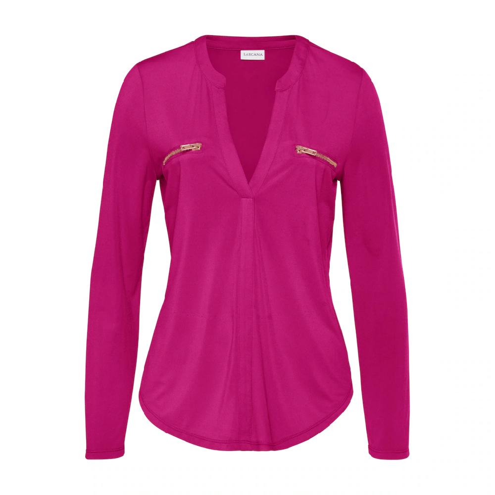 LASCANA Langarmshirt Mit Reißverschlussdetails Blusenshirt Legere Damenbluse