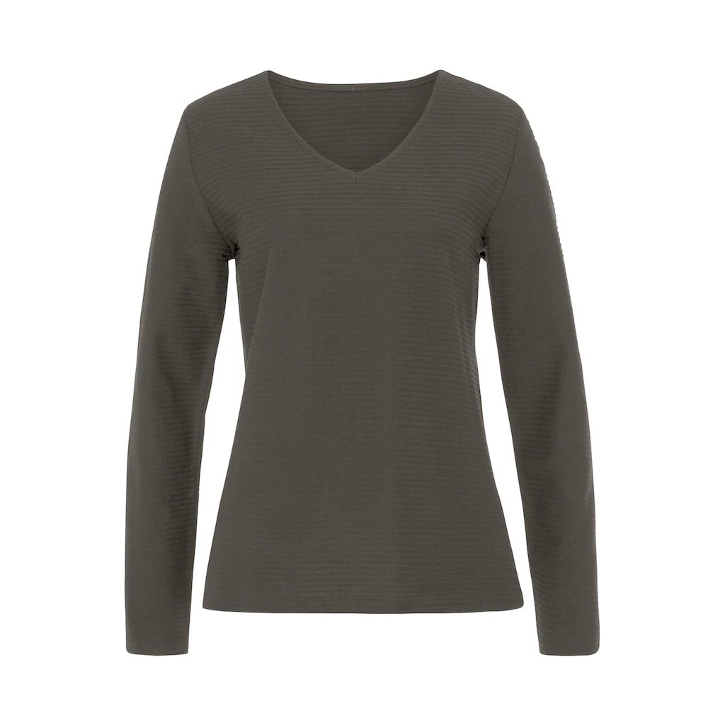 LASCANA Langarmshirt »mit Streifenstruktur« (2er-Pack) Aus Weicher Baumwoll-Qualität