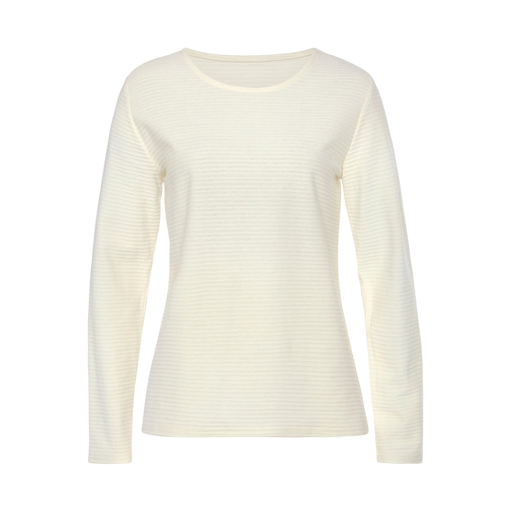 LASCANA Langarmshirt »mit Streifenstruktur« Aus Weicher Baumwoll-Qualität
