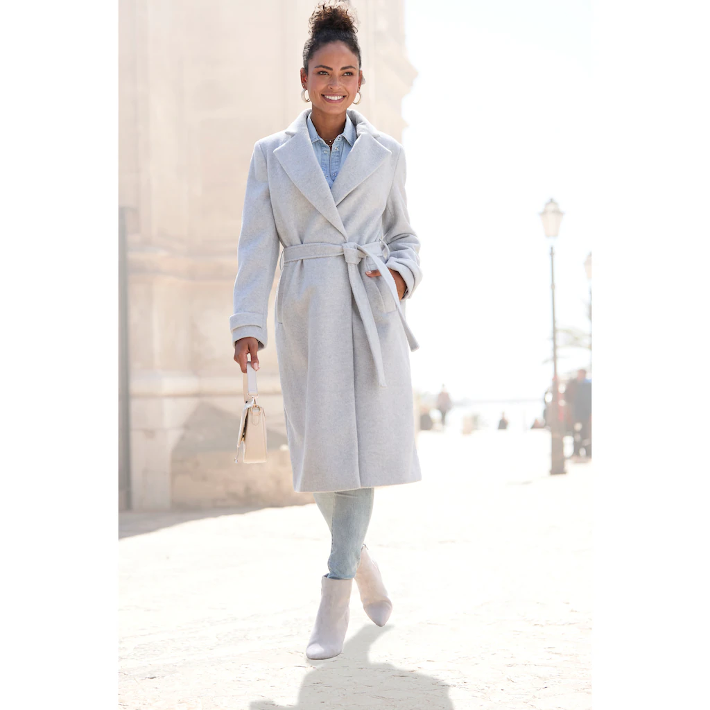 LASCANA Langmantel (mit Bindegürtel) mit Reverskragen eleganter Damenmantel