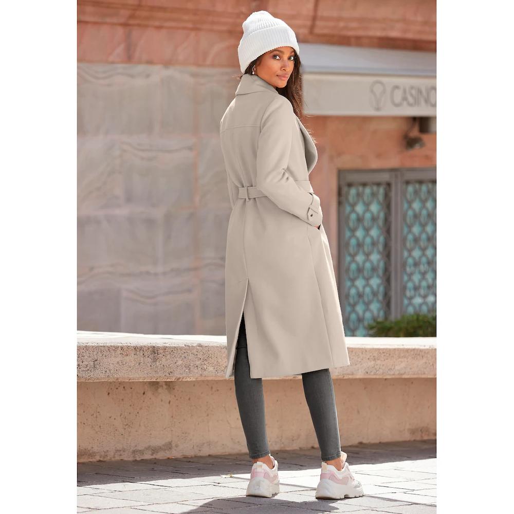 LASCANA Langmantel Mit Bindegürtel Und Taschen Eleganter Damenmantel