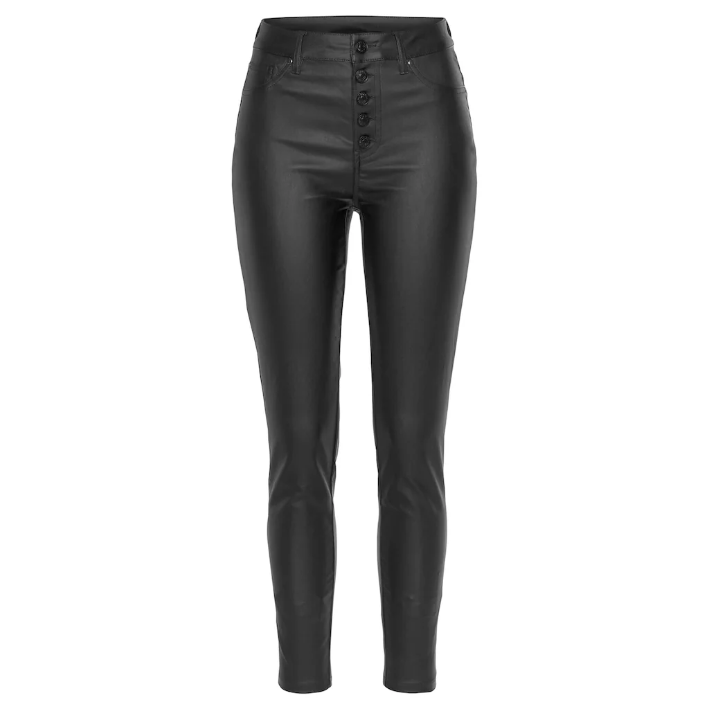 LASCANA Lederimitathose Mit Sichtbarer Knopfleiste Enge Kunstlederhose Casual-chic