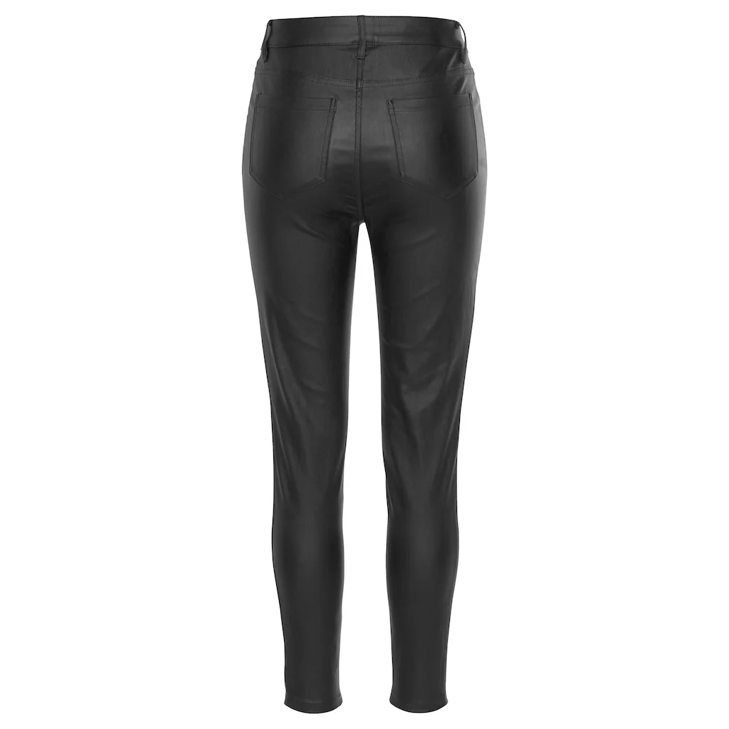 LASCANA Lederimitathose Mit Sichtbarer Knopfleiste Enge Kunstlederhose Casual-chic