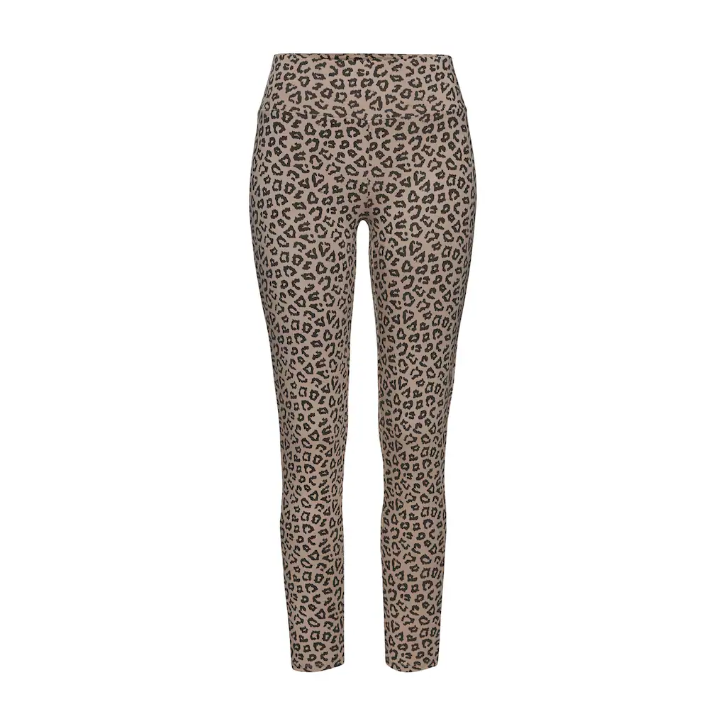 LASCANA Leggings Sweatleggings Mit Breitem Bündchen Im Leo-Print Loungewear