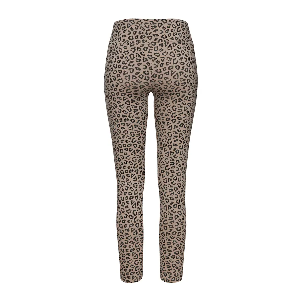 LASCANA Leggings Sweatleggings Mit Breitem Bündchen Im Leo-Print Loungewear