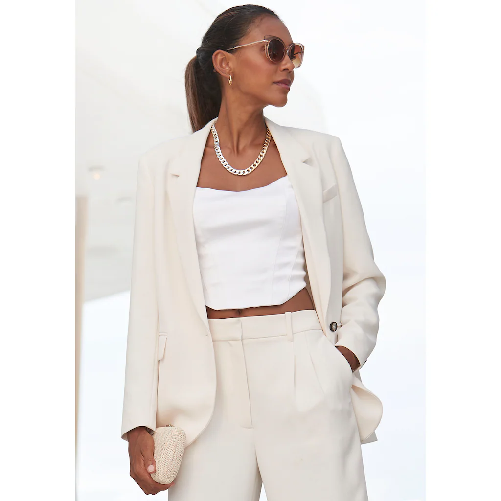 LASCANA Longblazer mit Reverskragen und Schlitz hinten Damenblazer elegant-chic