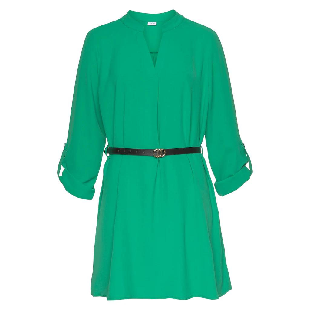 LASCANA Longbluse (mit Gürtel In Lederoptik) Aus Gekreppter Ware Lockeres Blusenkleid Elegant-chic