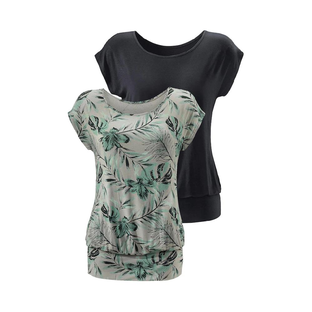 LASCANA Longshirt »mit breitem Bund« (2er-Pack) aus weichem Viskose-Stretch