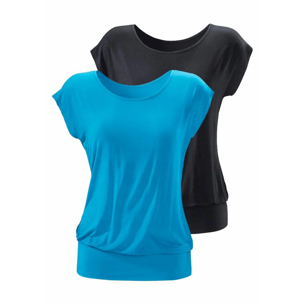 LASCANA Longshirt »mit breitem Bund« (2er-Pack) aus weichem Viskose-Stretch