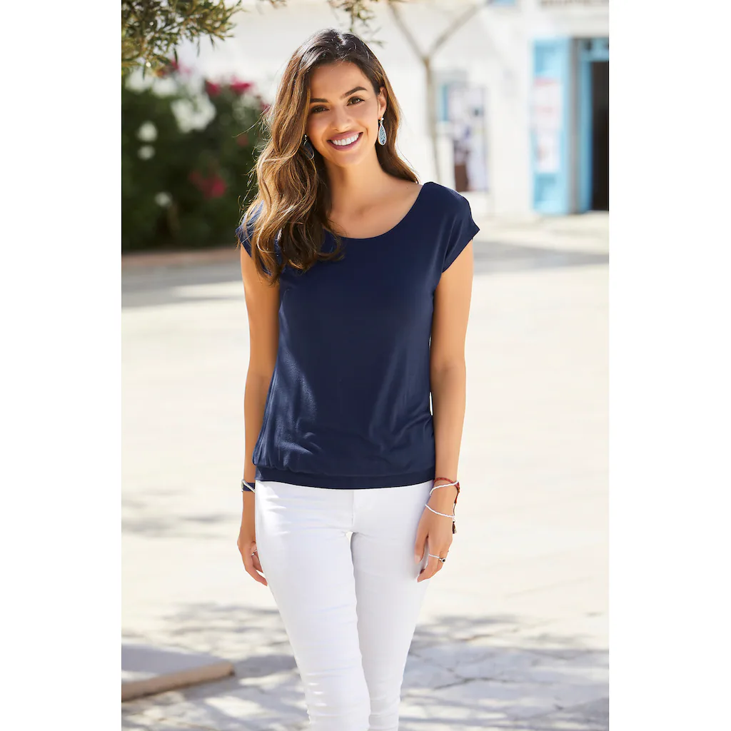 LASCANA Longshirt »mit Breitem Bund« Aus Weichem Viskose-Stretch