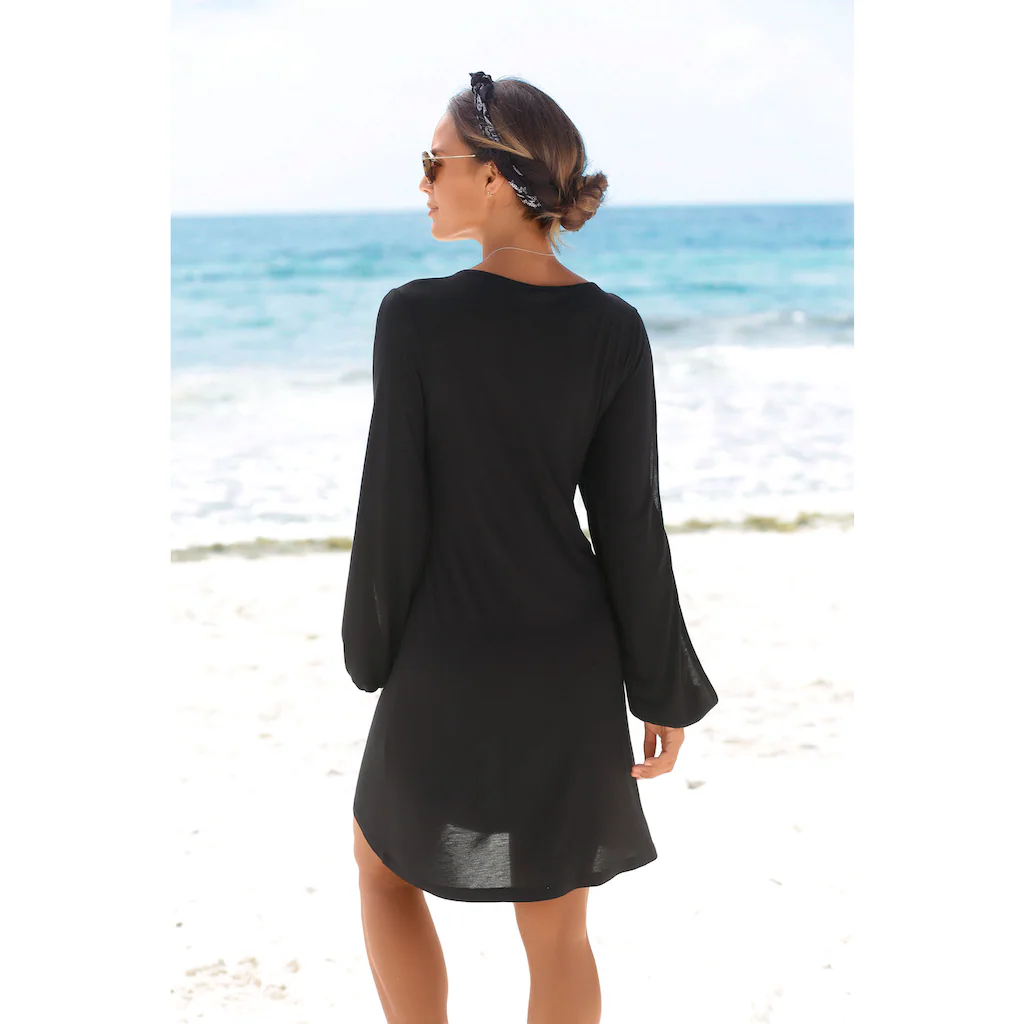 LASCANA Longshirt Mit Schlitzen An Den Ärmeln Shirtkleid Strandkleid