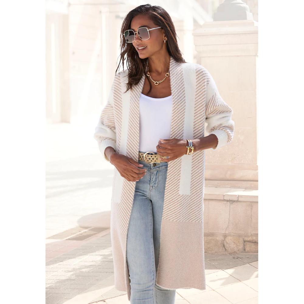 LASCANA Longstrickjacke aus flauschigem Strick Cardigan mit langen Ärmeln