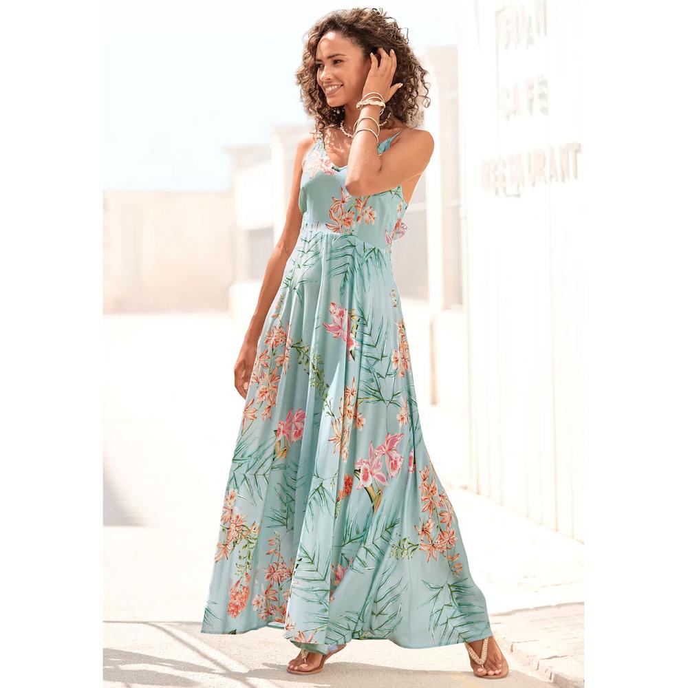 LASCANA Maxikleid aus gewebter Viskose Cut-Out am Rücken Sommerkleid