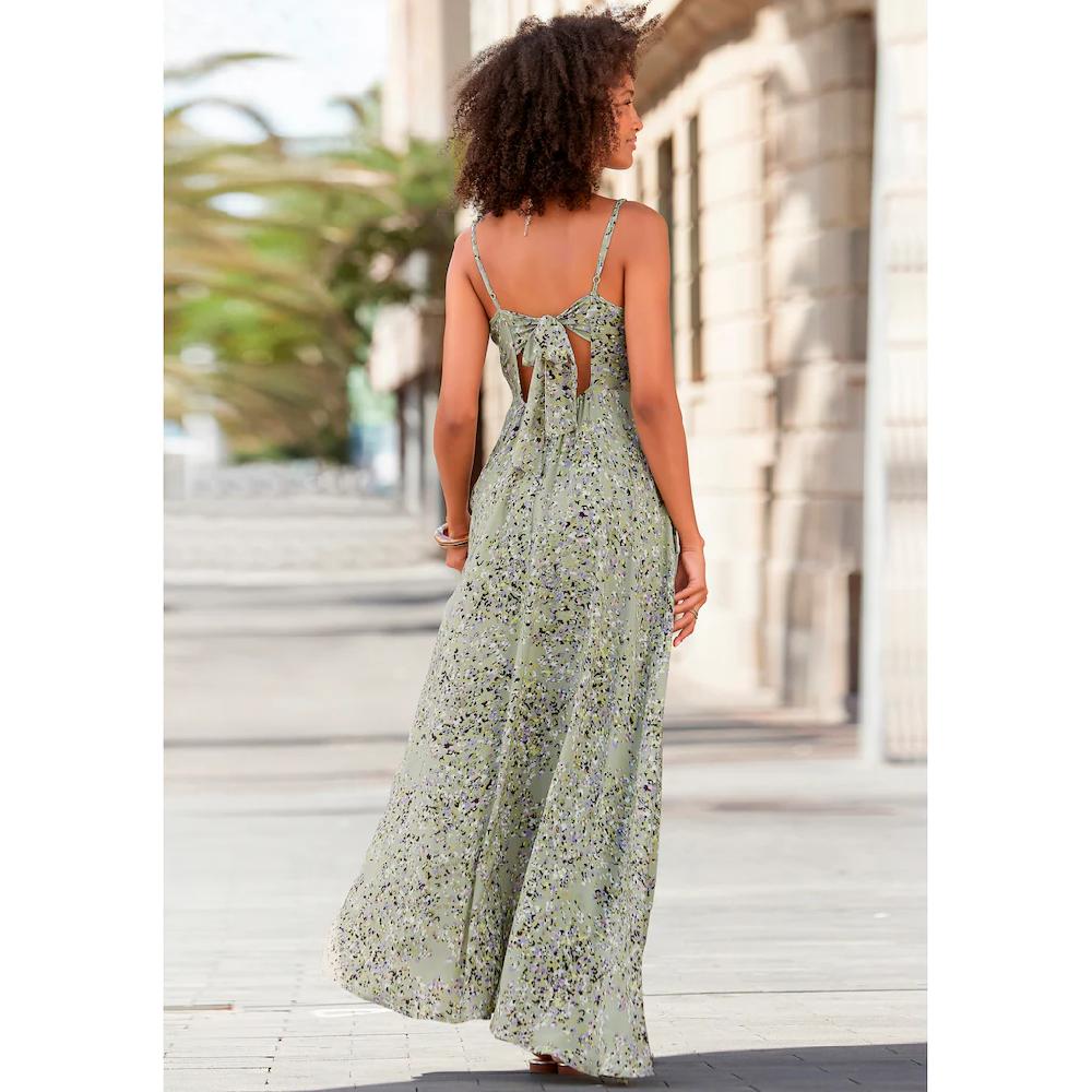 LASCANA Maxikleid Aus Gewebter Viskose Cut-Out Am Rücken Chiffon-Qualität Sommerkleid