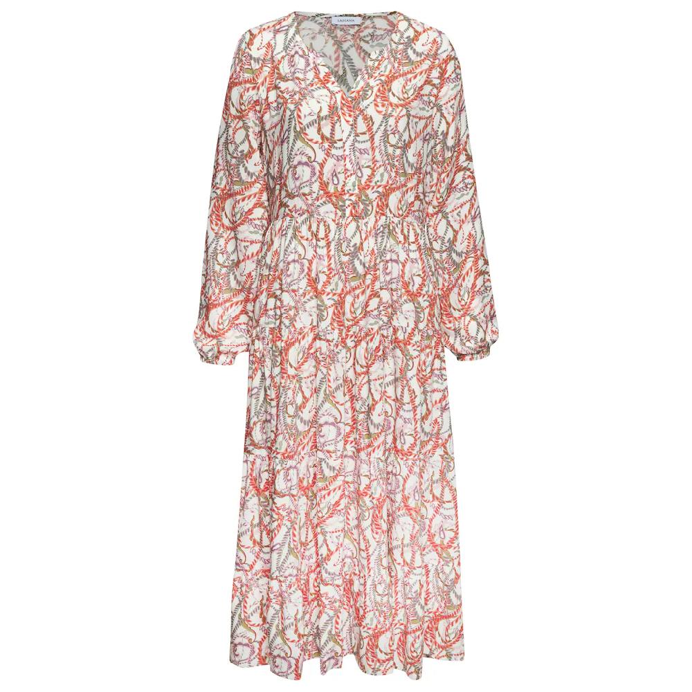 LASCANA Maxikleid Mit Alloverprint Und Volants Langärmlig Druckkleid Casual-chic