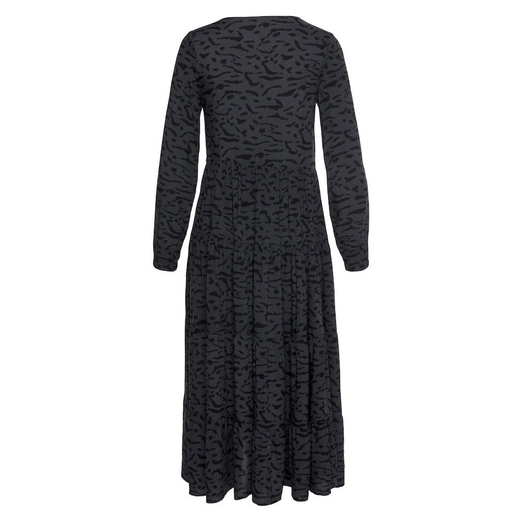 LASCANA Maxikleid Mit Alloverprint Und Volants Langärmlig Druckkleid Casual-chic