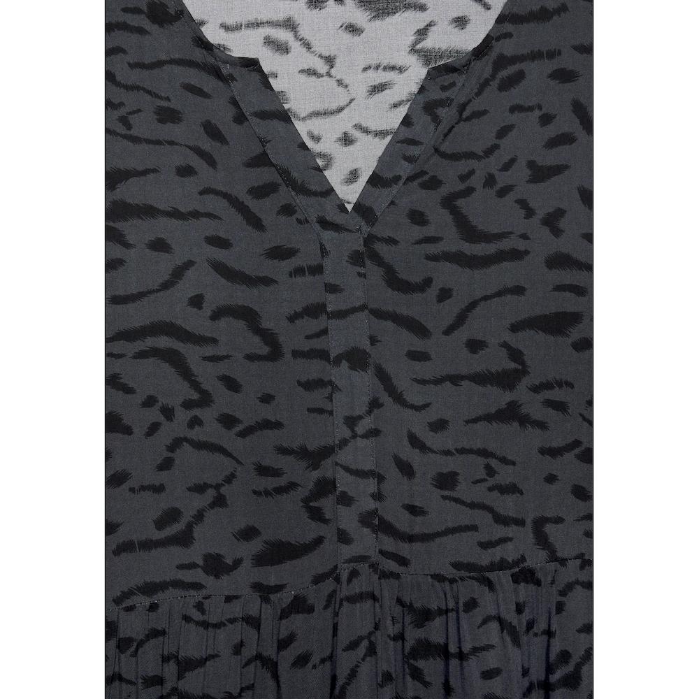 LASCANA Maxikleid Mit Alloverprint Und Volants Langärmlig Druckkleid Casual-chic
