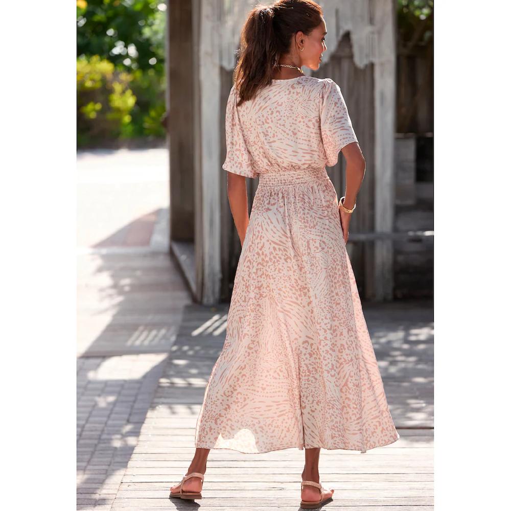 LASCANA Maxikleid Mit Animalprint Luftiges Sommerkleid Mit Schlitzen