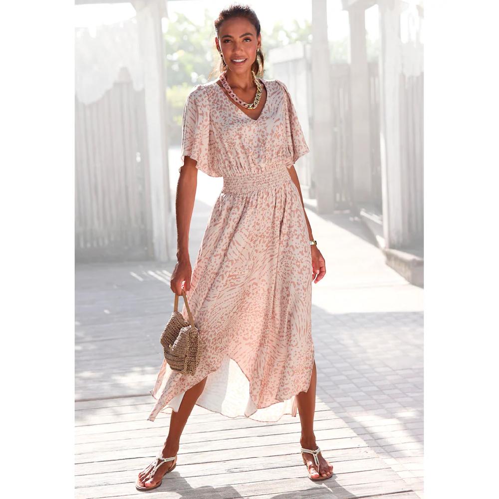 LASCANA Maxikleid mit Animalprint luftiges Sommerkleid mit Schlitzen