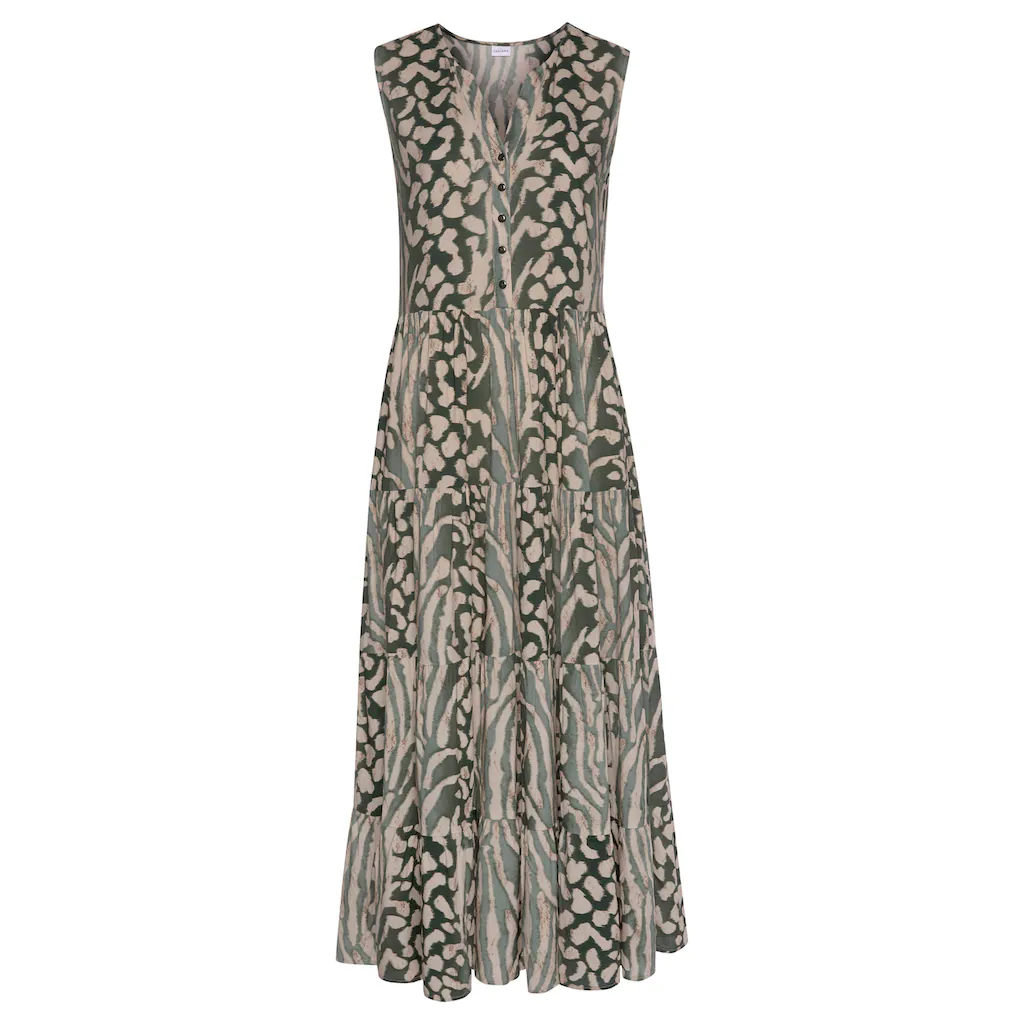 LASCANA Maxikleid Mit Animalprint Und Knopfleiste Sommerkleid Strandkleid
