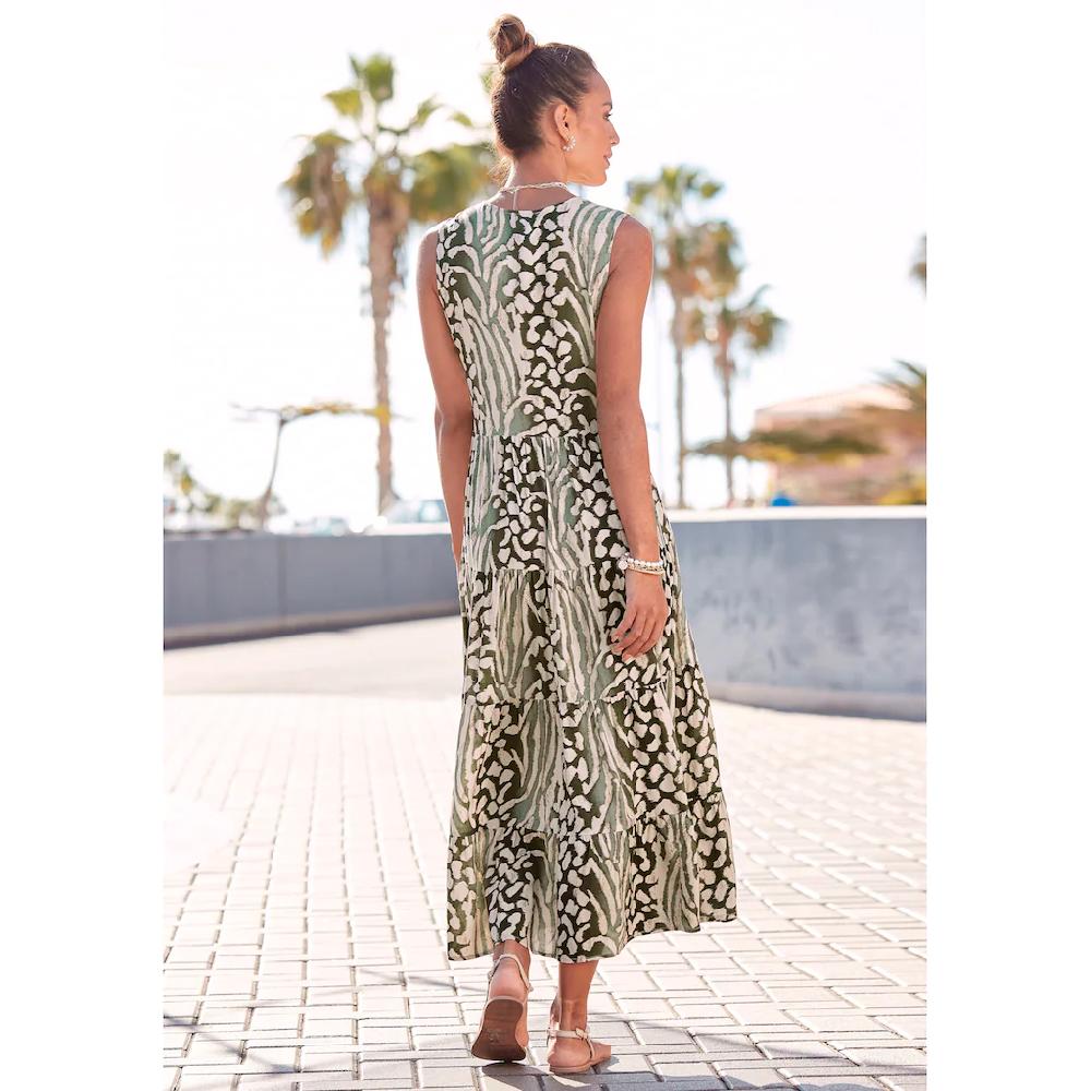 LASCANA Maxikleid Mit Animalprint Und Knopfleiste Sommerkleid Strandkleid