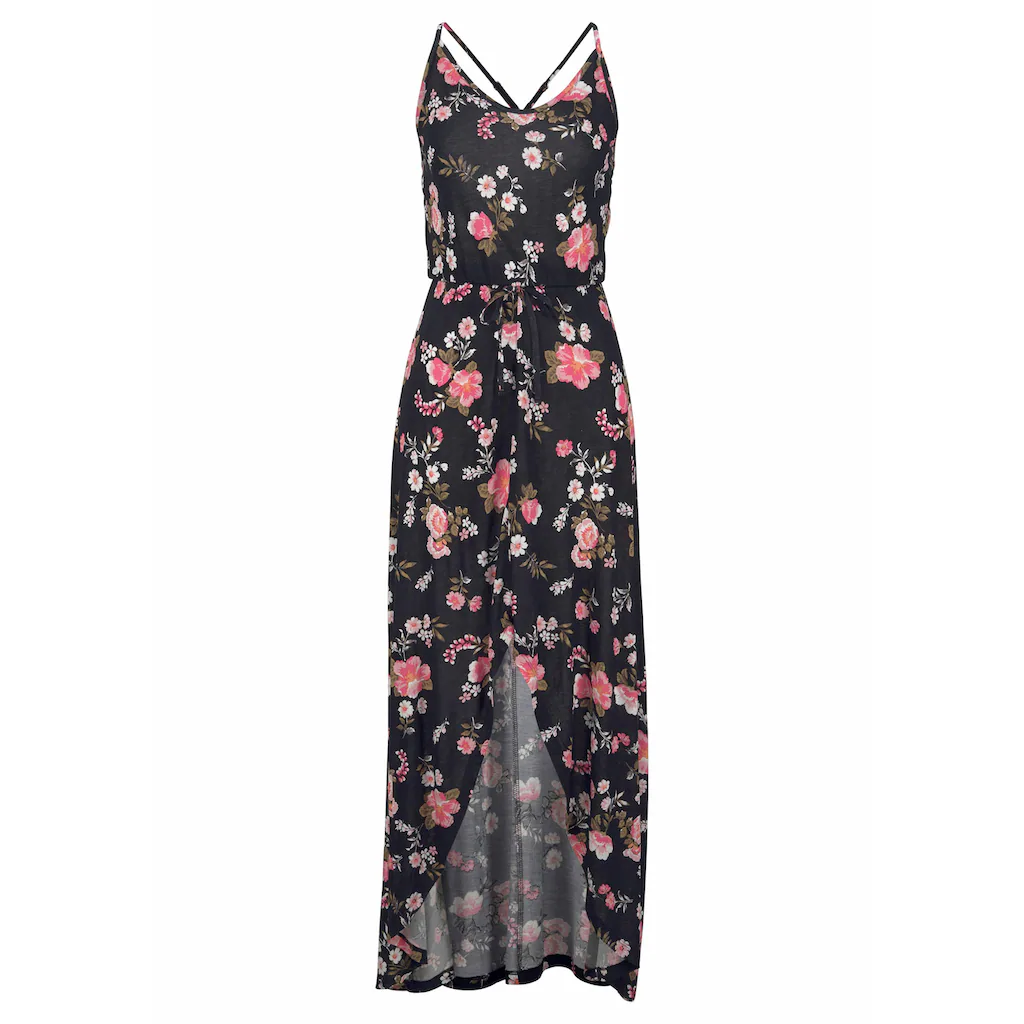 LASCANA Maxikleid Mit Beinausschnitt Vorne Sommerkleid Mit Blumendruck Strandkleid