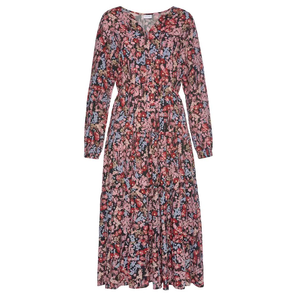 LASCANA Maxikleid Mit Blümchenprint Und V-Ausschnitt Sommerkleid