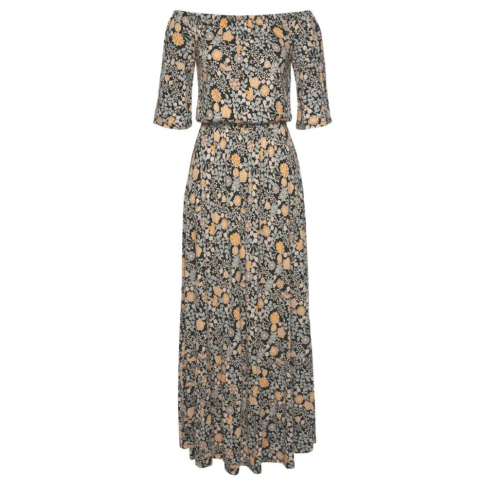 LASCANA Maxikleid Mit Blumendruck Und Carmenausschnitt Sommerkleid Strandkleid