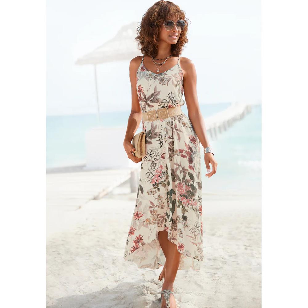 LASCANA Maxikleid mit Blumenprint leichtes Sommerkleid im Vokuhila-Stil Strandkleid
