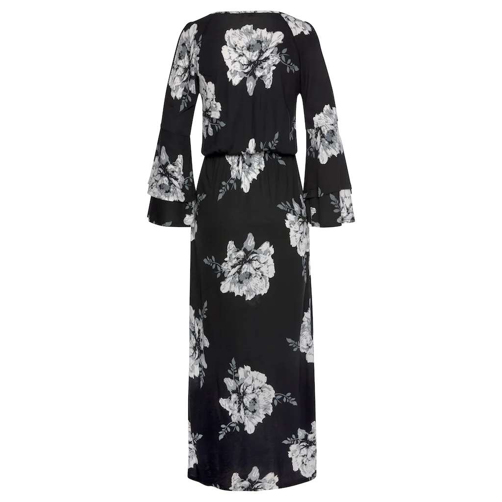 LASCANA Maxikleid Mit Blumenprint Und Schulter-Cut-Outs Sommerkleid Mit Schlitz