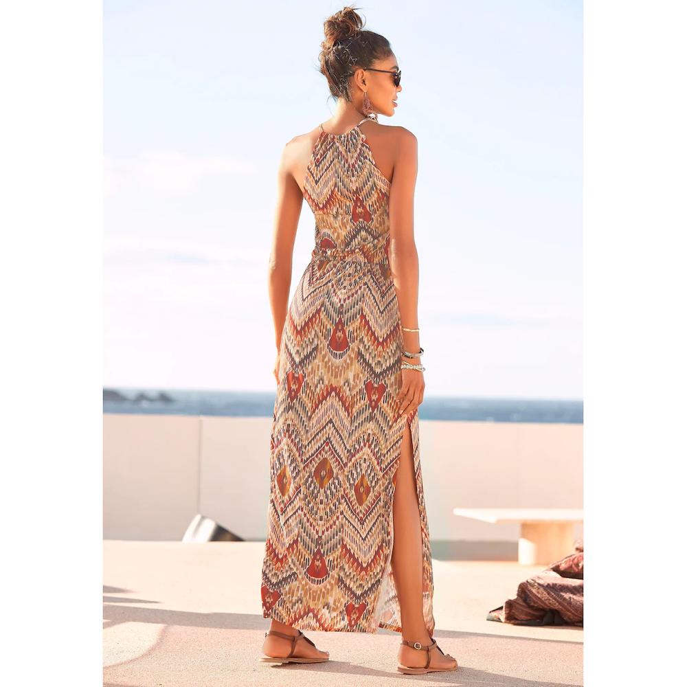 LASCANA Maxikleid Mit Modischem Ausschnitt Im Ethnoprint Sommerkleid Strandkleid