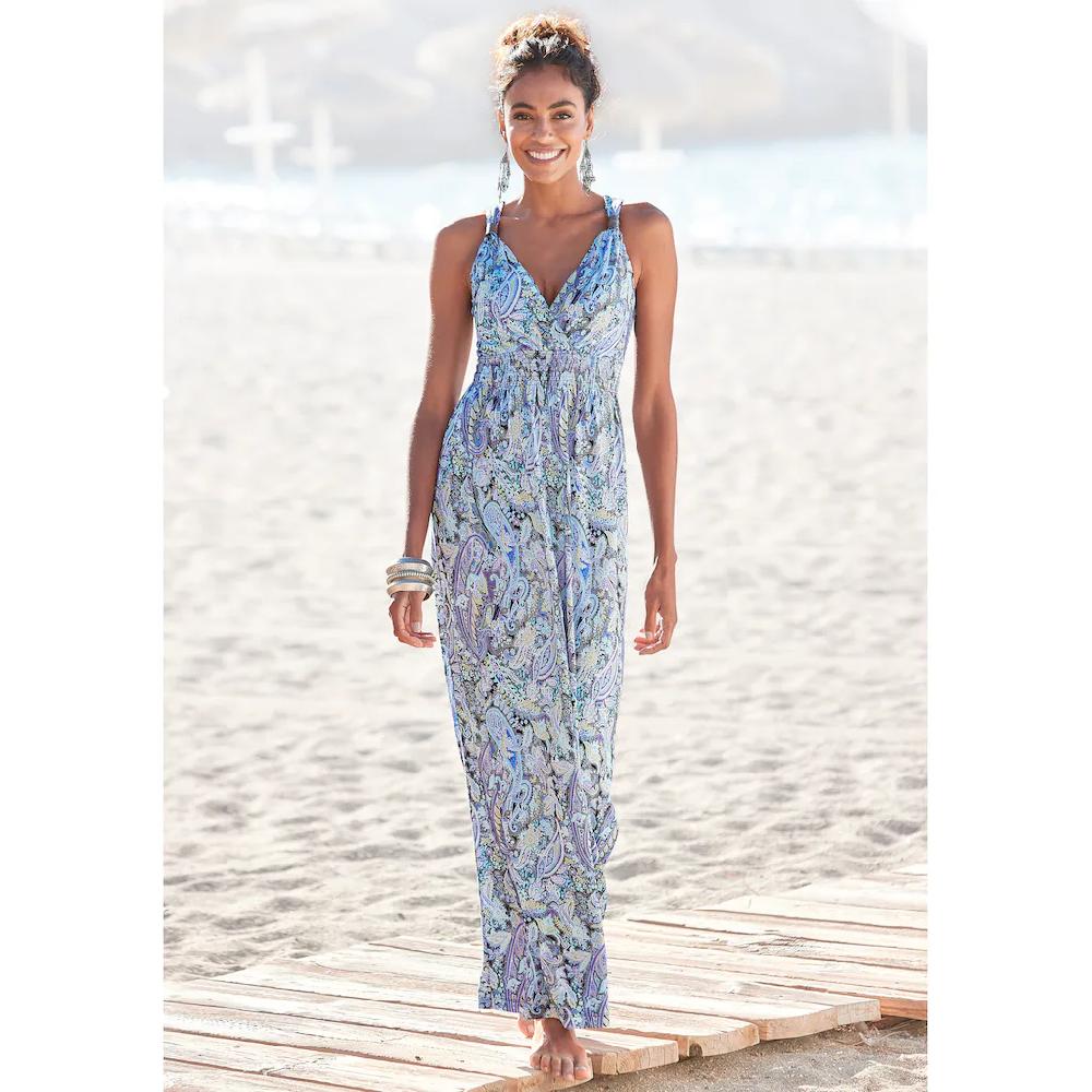 LASCANA Maxikleid mit Paisleydruck und verstellbarem Ausschnitt Sommerkleid