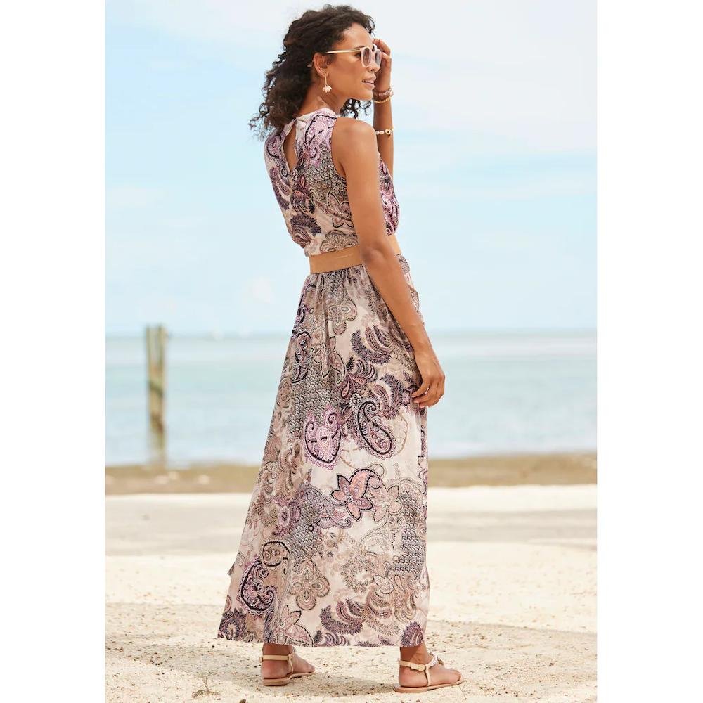 LASCANA Maxikleid Mit Paisleyprint Und Schlitz Leichtes Sommerkleid Strandkleid