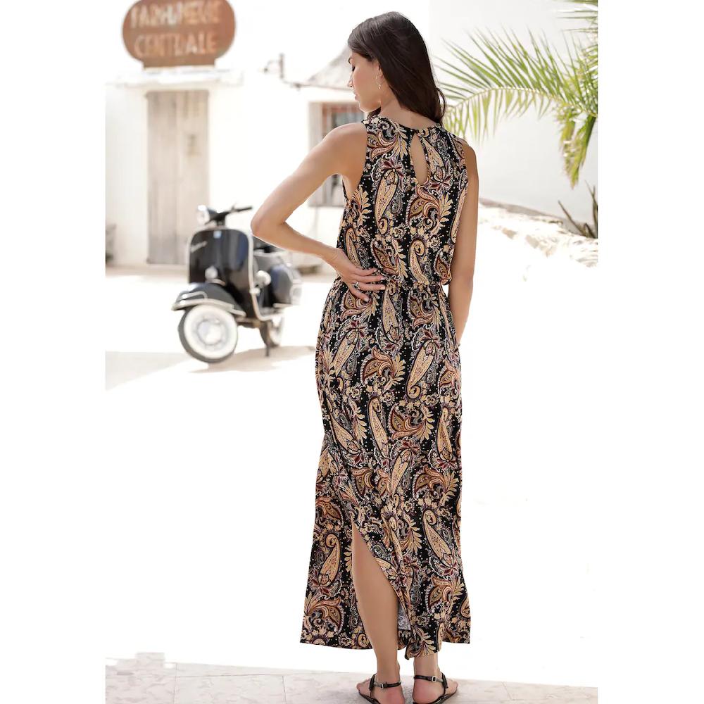 LASCANA Maxikleid Mit Paisleyprint Und Schlitz Sommerkleid Mit Taschen Strandkleid